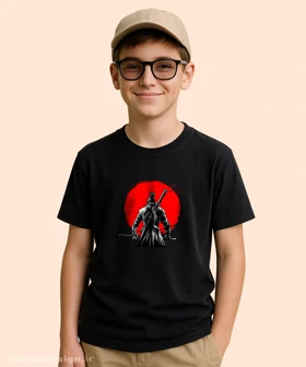 تیشرت بچگانه مدل One-armed Wolf red sun 2
