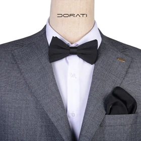 ست پاپیون و پوشت ساتن مشکی 7158