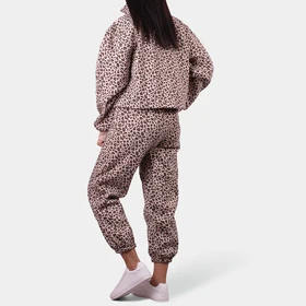 ست شلوار و دورس نیم زیپ پلنگی_کد 0334