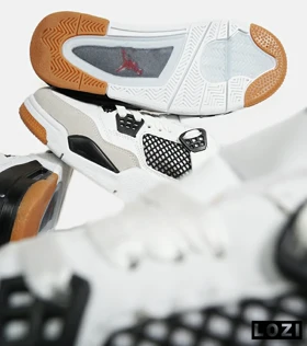 کتانی ساق‌دار زنانه و مردانه سفید مشکی Nike air jordan 4
