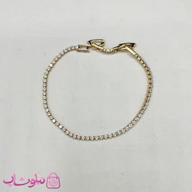 دستبند زنانه ژوپینگ ظریف طرح تنیسی نگین سفید کد 2291