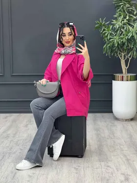 مانتو جلو زیپ آستین پاگن