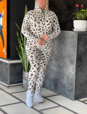 ست هودی و شلوار مخمل پلنگی کد : 09002B