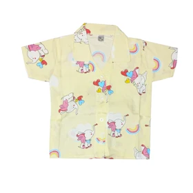 ست شومیز آستین کوتاه و شلوار دخترانه مدل هاوایی طرح فیل رنگین کمان کد 297