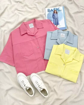 شومیز پاستلی باکسی کد 5543