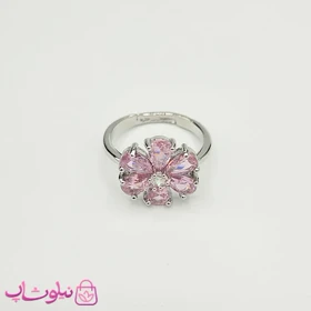 انگشتر زنانه طرح تک گل صورتی فری سایز کد 98