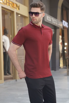 تیشرت مردانه یقه پولو Claret Red 6113 6113