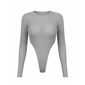 بادی بغل باز طوسی دوخت زیر سینه