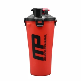 شیکر دو مخزنه ورزشی یک تیکه ماسل فارم مدل Twin Cap ظرفیت 0.7 لیتر (قرمز)