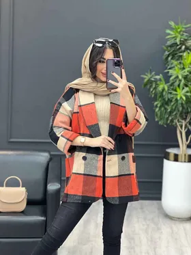 پالتو چهارخونه یقه آرشال