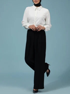 شلوار زنانه کرپ پیلی دار از بالا گشاد 10111