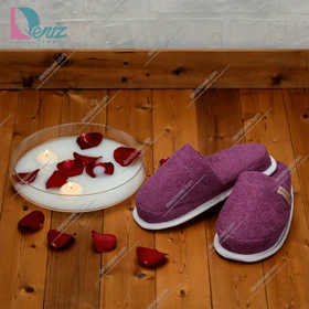 دمپایی حوله ای طرح کرالیچ رنگ بادمجانی