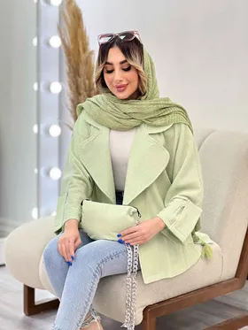 مانتو تک دکمه دو جیب کیف دار