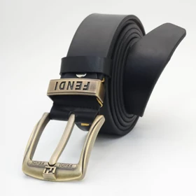 کمربند مردانه چرم مصنوعی (فوم درجه یک) (مشکی سگک طلایی)