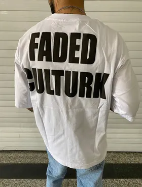 تیشرت FADED استین سه ربع قواره دار رنگ سفید
