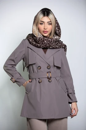 بارانی سانتانا دکمه دوبل میدی (خاکی)