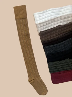 جوراب ساق بلند بالا زانو زنانه طرح گندمی برجسته