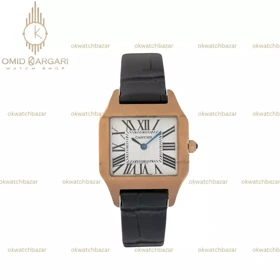 ساعت مچی کارتیه سانتوس دومونت قاب رزگلد صفحه سفید Cartier Santos Dumont