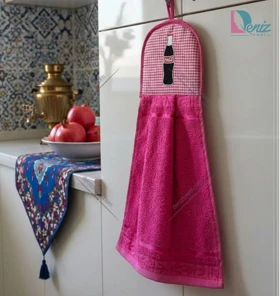 آویز حوله ای آشپزخانه طرح نوشابه رنگ سرخابی