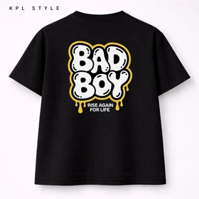 تیشرت مشکی BAD BOY | طراحی مینیمال پشت کار، مناسب آقایان و خانم‌ها کد 1205