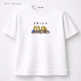 تیشرت باکسی 100٪ پنبه طرح FRIES | فیت اورسایز | کد 1435