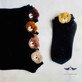 جوراب ساده مشکی بوکله تدی