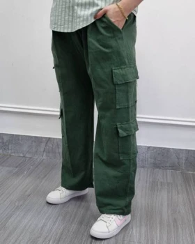 شلوار الیاف کارگو K7461 (سبز یشمی)