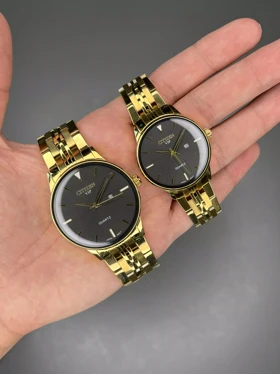 ساعت مچی سیتیزن وی آی پی طلایی صفحه مشکی Citizen VIP