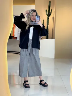شومیز مشکی آستین بندی