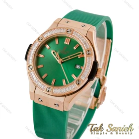 ساعت هابلوت زنانه دورنگین سبز قاب رزگلد Hublot-5135-L