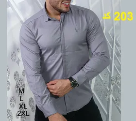 پیراهن ساده مردانه رنگ طوسی روشن