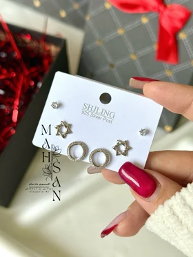 پک گوشواره جذاب و زیبا حلقه کهشکان استیل