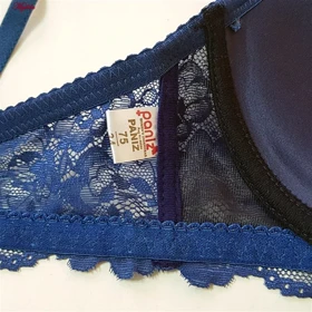 ست شورت و سوتین زنانه پانیذ مدل فنردار بند متحرک کاپ اسفنجی سرمه ای کد 4957