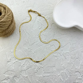 گردنبند زنانه مدل سرپینا فلت طرح زنجیر ماری آینه‌ای مدرن