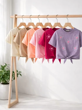 کراپ گره‌ای شنل دوزی گل