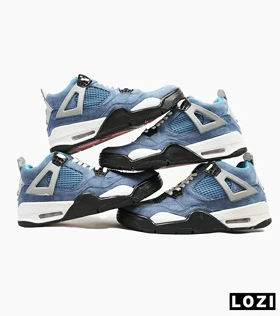 کفش کتانی ساق‌دار مردانه آبی سفید Nike air jordan 4