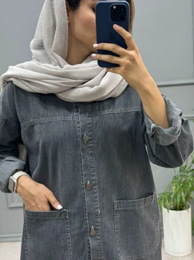 مانتو جین جیب پایین