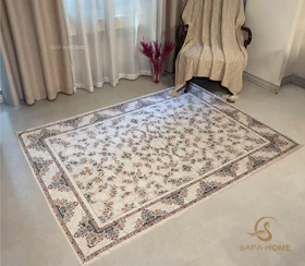 زیر سفره ای عروس طرح گل‌دار کرم کد 1143