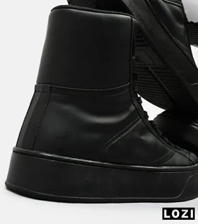 بوت مردانه چرمی مشکی ZARA