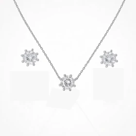 نیم ست نقره 925 اصل مدل خورشیدی نگین‌دار