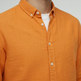 پیراهن آستین بلند یقه دکمه‌دار لینن کتان inception