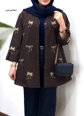 مانتو کتان گلدوزی آیسو ویولت