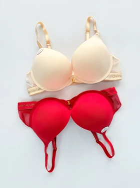 سوتین تک اسفنجی فنر دار جلو باز شو وسط نگین