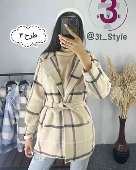 پالتو چهارخونه عروسکی آستین پفی