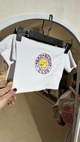 تیشرت کراپ دکلته طرحدار