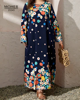 پیراهن ماکسی سایز بزرگ طرح گل زمینه سرمه‌ای