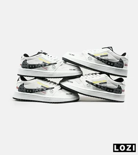 کفش کتانی مردانه و زنانه سفید طوسی مشکی NIKE travis scott مدل 6636