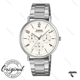 ساعت کاسیو MTP-VT06D-7B مردانه سه موتوره سیلور صفحه سفید Casio-10791-G