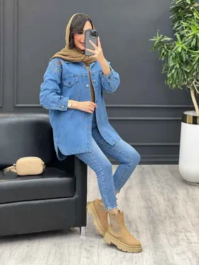 مانتو جین گلدوزی