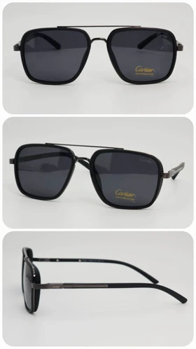 عینک آفتابی مردانه و زنانه کارتیر Cartier TR8164 پلاریزه و ضد اشعه UV400 ایتالیایی (فریم مشکی عدسی‌ها مشکی)